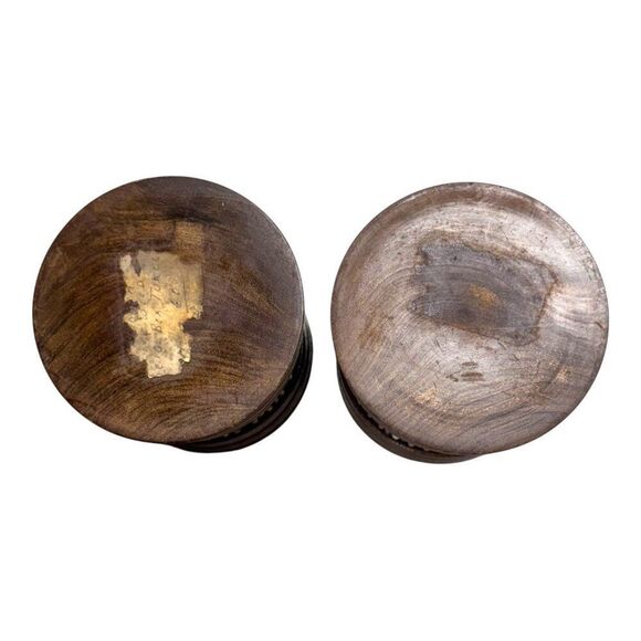 Vintage Ceylonese Handcrafted Wooden Vases Pot Pencil Holder Porcupine Quills - Picture 4 of 6